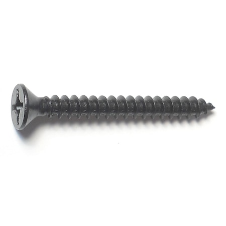 Midwest Fastener Sheet Metal Screw, #12 x 2 in, Black Steel Flat Head Phillips Drive, 5 PK 79465
